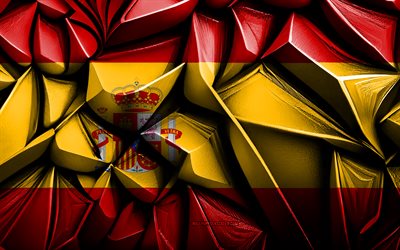 drapeau de l'espagne, 4k, texture créative 3d, drapeau 3d espagne, europe, drapeau espagnol, art 3d, espagne, drapeau des pays européens