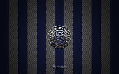 1 FC Slovacko logo, Czech football team, Czech First League, blue white carbon background, 1 FC Slovacko emblem, football, FK Jablonec, Czech Republic, 1 FC Slovacko, Chance liga, Slovacko