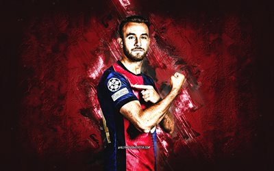 Eric Garcia, FC Barcelona, Spanish Footballer, Burgundy Stone Background, La Liga, Spain, Football, Eric Garcia Barcelona