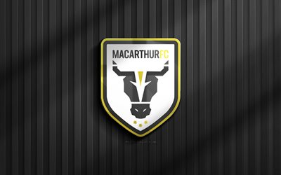 4k, Macarthur FC 3D logo, A-League, black 3D background, soccer, Macarthur FC emblem, football, Macarthur FC logo, Macarthur FC, Australian football club, FC Macarthur