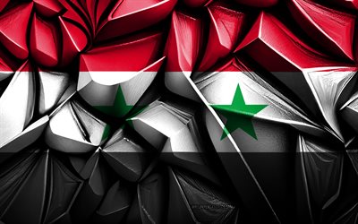Flag of Syria, 4k, 3d creative texture, Syria 3d flag, Asia, Syria flag, 3d art, Syria, flag of Asian countries