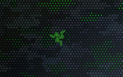 razer 네온 로고, 4k, 창의적인, 추상 배경, razer 로고, 작품, razer