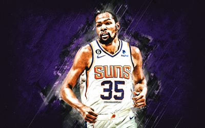 Kevin Durant, Phoenix Suns, American basketball player, purple stone background, NBA, basketball, USA, grunge art