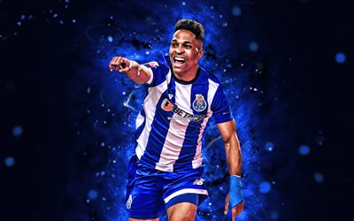 wendell, 4k, blaue neonlichter, porto fc, primeeira liga, brasilianische fußballer, wendell 4k, blauer abstrakter hintergrund, fußball, fc porto, wendell porto fc