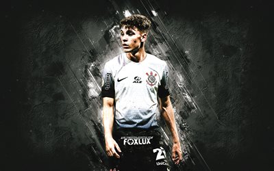 breno bidon, coríntios, jogador de futebol brasileiro, fundo de pedra branca, arte grunge, futebol, brasil, breno de souza bidon