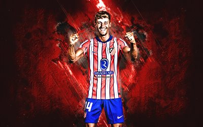 marcos llorente, atlético de madrid, jogador de futebol espanhol, fundo de pedra vermelha, arte grunge, futebol, la liga, espanha