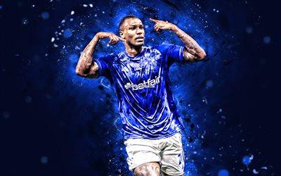 Walace, 4k, blue neon lights, Cruzeiro EC, Brazilian Serie A, Brazilian footballers, Walace 4K, football, Walace Souza Silva, soccer, Cruzeiro FC, Walace Cruzeiro