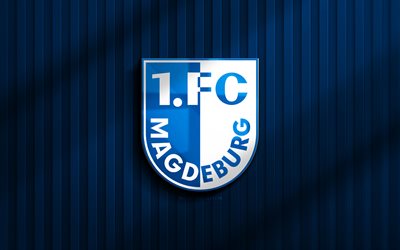 4k, FC Magdeburg 3D logo, 2 Bundesliga, blue 3D background, soccer, FC Magdeburg emblem, FC Magdeburg logo, FC Magdeburg, football, german football club, Magdeburg FC