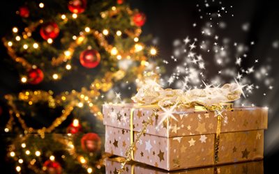 Natale, nuovo anno, albero, regalo, scatole, decorazioni di natale, Nuovo Anno
