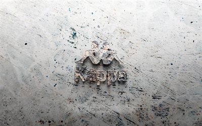 logotipo de piedra kappa, 4k, fondo de piedra, logotipo 3d de kappa, marcas, creativo, logotipo de kappa, arte grunge, kappa
