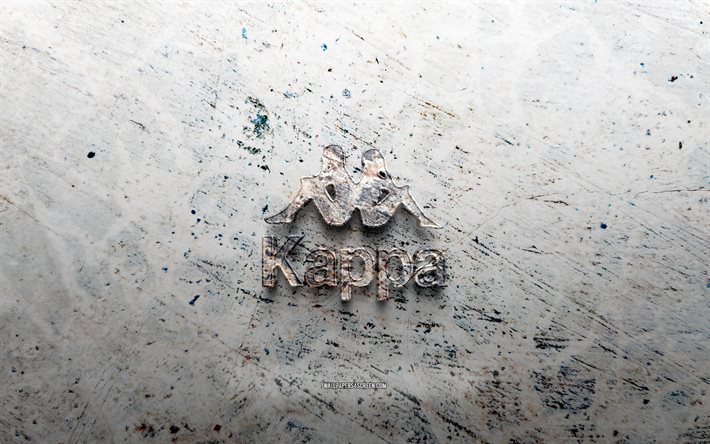 logotipo da pedra kappa, 4k, fundo de pedra, logotipo kappa 3d, marcas, criativo, logotipo da kappa, arte grunge, kappa