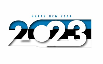 feliz año nuevo 2023 estonia, fondo blanco, estonia, arte mínimo, conceptos de estonia 2023, estonia 2023, fondo estonia 2023, 2023 feliz año nuevo estonia