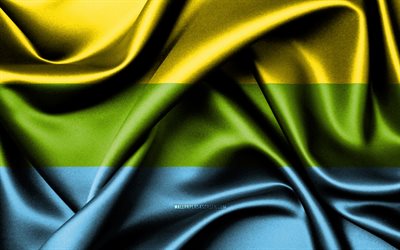 Turbo flag, 4K, Colombian cities, fabric flags, Day of Turbo, flag of Turbo, wavy silk flags, Colombia, Cities of Colombia, Turbo