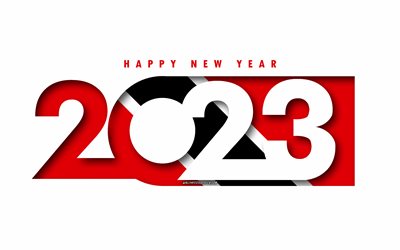 Happy New Year 2023 Trinidad and Tobago, white background, Trinidad and Tobago, minimal art, 2023 Trinidad and Tobago concepts, Trinidad and Tobago 2023, 2023 Happy New Year Trinidad and Tobago