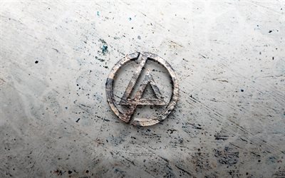 Linkin Park stone logo, 4K, stone background, Linkin Park 3D logo, music stars, creative, Linkin Park logo, rock bands, grunge art, Linkin Park
