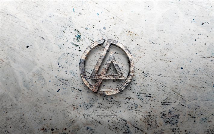 Linkin Park stone logo, 4K, stone background, Linkin Park 3D logo, music stars, creative, Linkin Park logo, rock bands, grunge art, Linkin Park