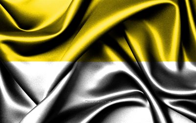 Uribia flag, 4K, Colombian cities, fabric flags, Day of Uribia, flag of Uribia, wavy silk flags, Colombia, Cities of Colombia, Uribia