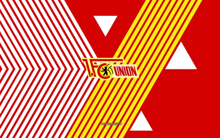 fc union berlin logotyp, 4k, tyska fotbollslaget, röda vita linjer bakgrund, fc union berlin, bundesliga, tyskland, linjekonst, fc union berlin emblem, fotboll