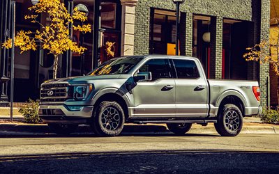 2021, Ford F-150, front view, exterior, silver F-150, American cars, gray Ford F-150, Ford