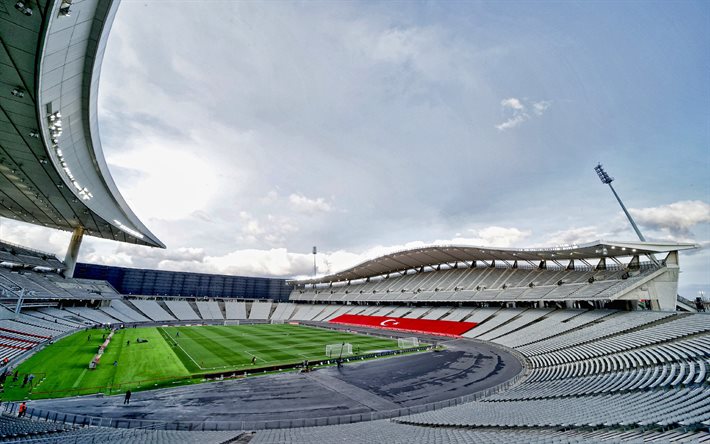 estádio olímpico ataturk, vista interior, campo de futebol, estádio de futebol turco, basaksehir, istambul, peru, futebol americano