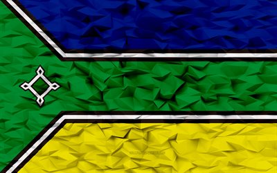Flag of Amapa, 4k, states of Brazil, 3d polygon background, Amapa flag, 3d polygon texture, Day of Amapa, 3d Amapa flag, Brazilian national symbols, 3d art, Amapa, Brazil