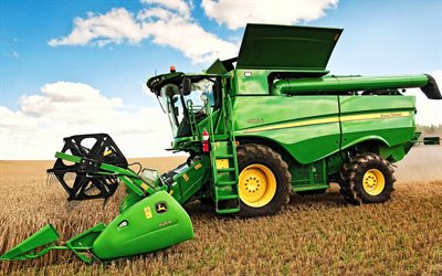 John Deere S660i, HDR, wheat harvesting, 2020 harvesters, agricultural machinery, green combine, 2020 John Deere S660i, green harvest, agricultural concepts, John Deere
