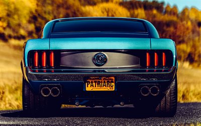 4k, Ringbrothers Ford Mustang Patriarc, back view, 1969 cars, tuning, retro cars, muscle cars, 1969 Ford Mustang, HDR, american cars, Ford