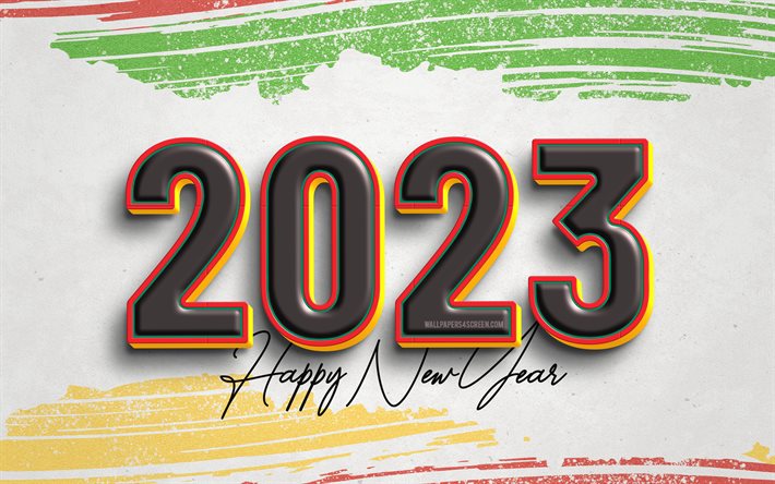 2023 feliz ano novo, dígitos 3d pretos, estilo grunge, 2023 ano, 4k, obra de arte, 2023 conceitos, 2023 dígitos 3d, feliz ano novo 2023, arte grunge, 2023 fundo cinza