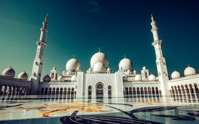Sheikh Zayed Grand Mosque, Islam, inside view, Abu Dhabi, United Arab Emirates, Mosque, square