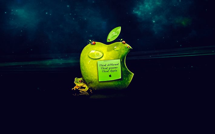 Think Different, green apple, motivation quote, creative art, popular short quotes