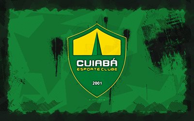 cuiaba ec grunge  logo, 4k, brasilianische serie a, grüner grunge  hintergrund, fußball, cuiaba ec emblem, cuiaa ec  logo, cuiaba ec, brasilianischer fußballverein, cuiaba fc