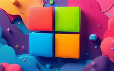 microsoft 3d logo, 4k, abstrakte 3d hintergründe, kunstwerk, softwaremarken, microsoft logo, ms logo, microsoft