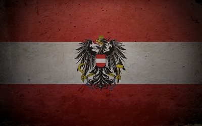 Austrian flag, arms of Austria, Austria, flag of Austria, wall