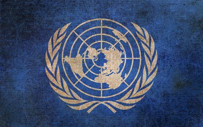 Bandiera dell'ONU, UN emblema, logo, Nazioni Unite, ONU