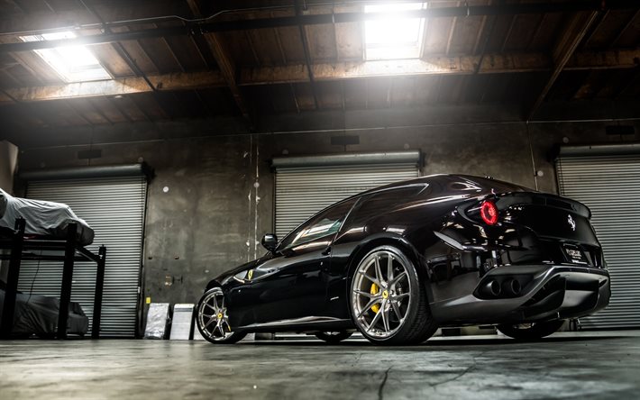 Ferrari FF, 2015, noir Ferrari, coupé sport, voiture de sport