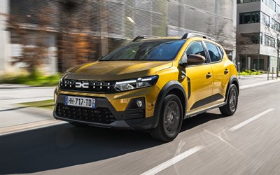 2026, dacia sandero, 4k, vorderansicht, außen, kompakte frequenzweiche, goldener dacia sandero, neuer dacia sandero 2026, rumänische autos, dacia