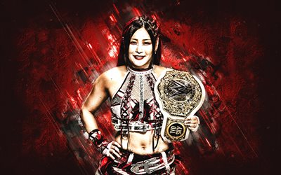 céu de iyo, wwe, lutador japonês, iyo sky com cinto, fundo de pedra vermelha, campeão da wwe, arte grunge, eua, luta livre, masami odate, iyo céu wwe, entretenimento de luta livre mundial