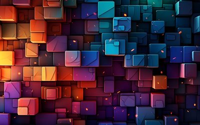 4k, figuras oscuras en 3d, prismas, cubos, fondo oscuro 3d, paralelepípedos, patrones 3d, fondos 3d, formas geométricas, geometría, creativo, fondos abstractos oscuros, figuras geométricas