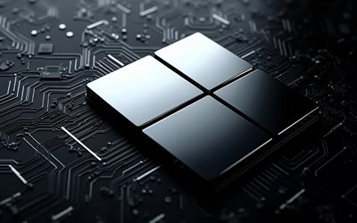 logotipo de metal prateado da microsoft, logotipo prateado do windows 11, 4k, logotipo do windows 11, emblema do windows 11, microsoft, sinal do windows 11, fundo de tecnologia preta, logotipo do windows, janelas 11, windows