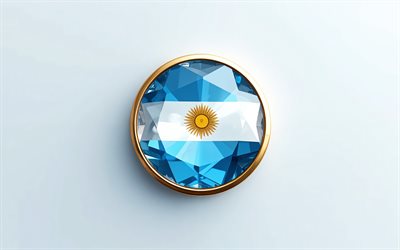 4k, argentine, drapeau argentin, drapeau de l'argentine, drapeau argentin à l'intérieur d'une pierre précieuse, fond blanc, gemme, fond de cristal blanc