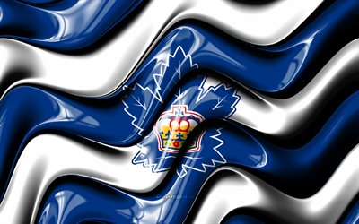 Toronto Marlies 3D logo, 4k, blue white 3D waves, AHL, hockey, Toronto Marlies flag, creative, Toronto Marlies logo, Toronto Marlies emblem, canadian hockey team, Toronto Marlies