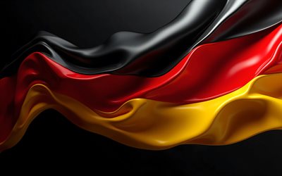 العلم الألماني, ضربات الطلاء باللون الأسود والأحمر والأصفر, علم ألمانيا, العلم الألماني ثلاثي الأبعاد, فن الطلاء, أوروبا, ألمانيا, العلم الألماني بضربات الطلاء