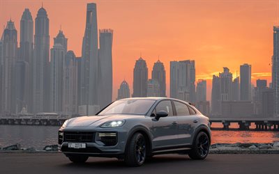4k, Porsche Cayenne Turbo GT, skyline cityscape, 2026 cars, sunset, crossovers, Porsche Cayenne, 2026 Porsche Cayenne, german cars, Porsche