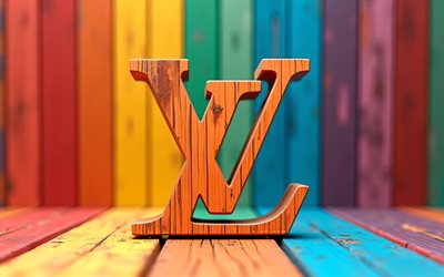 louis vuitton wooden logo, 4k, värikkäitä puisia taustoja, muotimerkit, louis vuitton 3d  logo, tuotemerkit, louis vuitton  logo, luova, louis vuitton