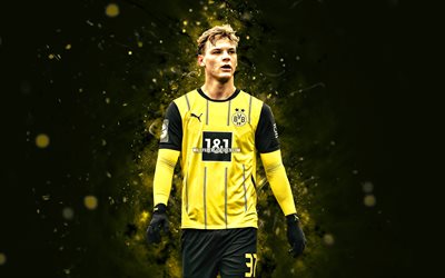 Cole Campbell, 4k, yellow neon lights, Borussia Dortmund, Bundesliga, american footballers, Cole Campbell 4K, football, soccer, BVB, BV Borussia 09 Dortmund, Cole Campbell Borussia Dortmund
