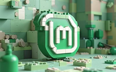 linux mint lego logo, 4k, kreativ, grüne lego  hintergründe, os  marken, linux mint 3d  logo, marken, linux mint abstract logo, kunstwerk, linux mint  logo, os  logo, linux mint