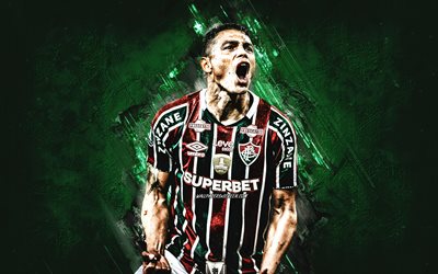 thiago silva, fluminense fc, jogador de futebol brasileiro, fundo de pedra verde, arte grunge, brasil, futebol, thiago silva fluminense, thiago emiliano da silva