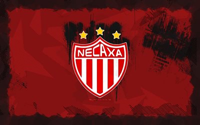 Club Necaxa grunge logo, 4k, Liga MX, red grunge background, soccer, Club Necaxa emblem, football, Club Necaxa logo, Club Necaxa, mexican football club, Club Necaxa FC