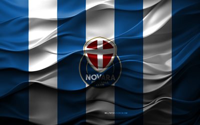 4k, Novara FC logo, blue white 3d background, Serie B, Novara FC emblem, Italian football team, Novara FC flag, 3d texture, Italy, Novara FC, football, soccer, Novara