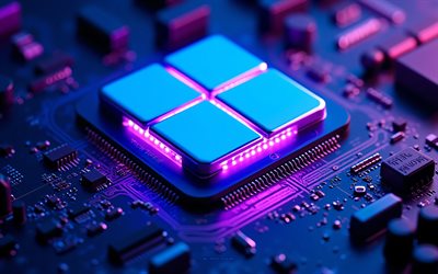 Windows 11 logo with neon glow, 4k, Microsoft neon glowing logo, Microsoft 3D logo, Microsoft logo, Windows 11 glowing logo, Windows 11 sign, Windows 11 logo, Windows logo, Windows